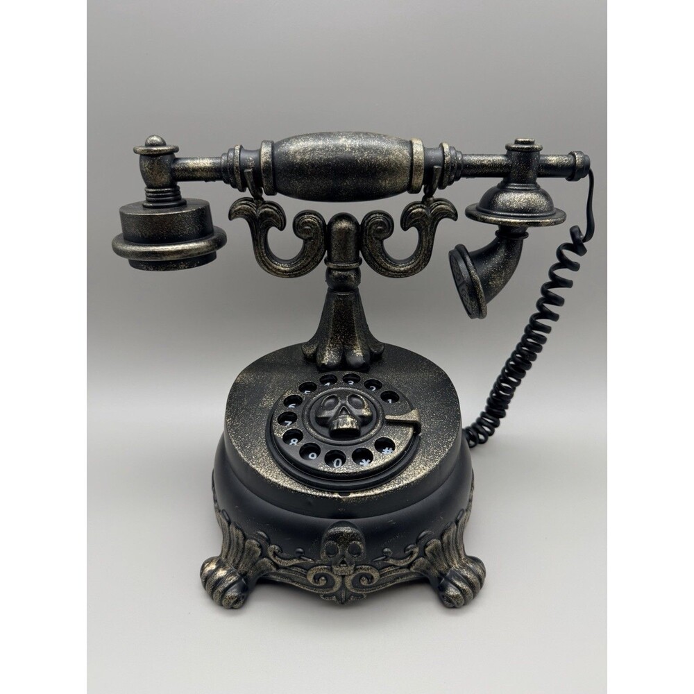 Hyde & EEK Halloween Eerie Victorian Rotary Skull Telephone Motion Talking VIDEO